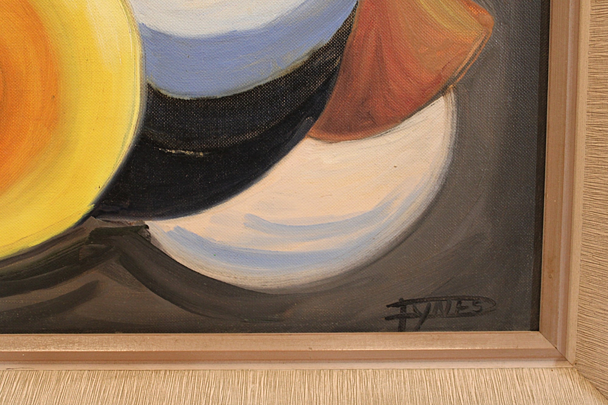 Abstract Cubist Oil Painting Signed Framed