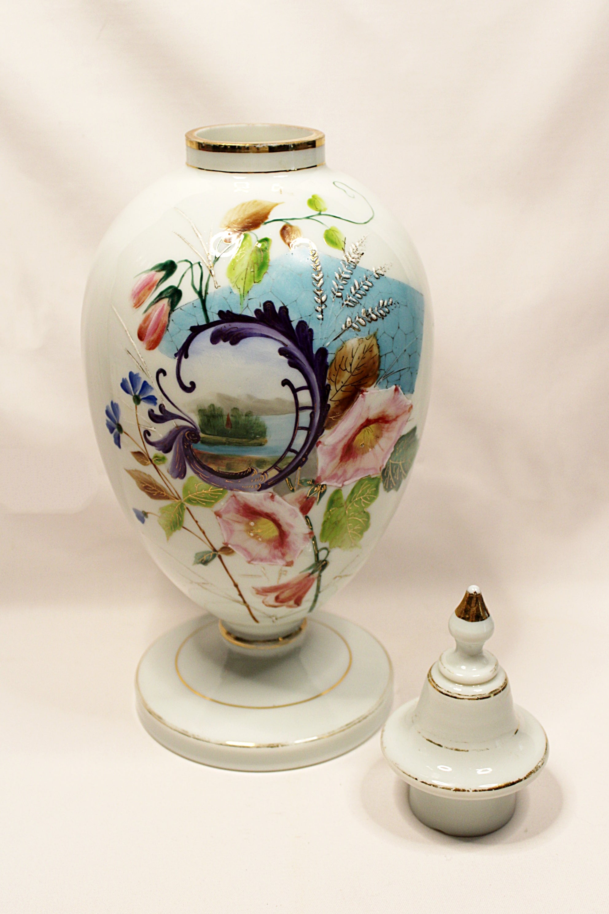 Bristol Glass Lidded Antique Apothecary Jar
