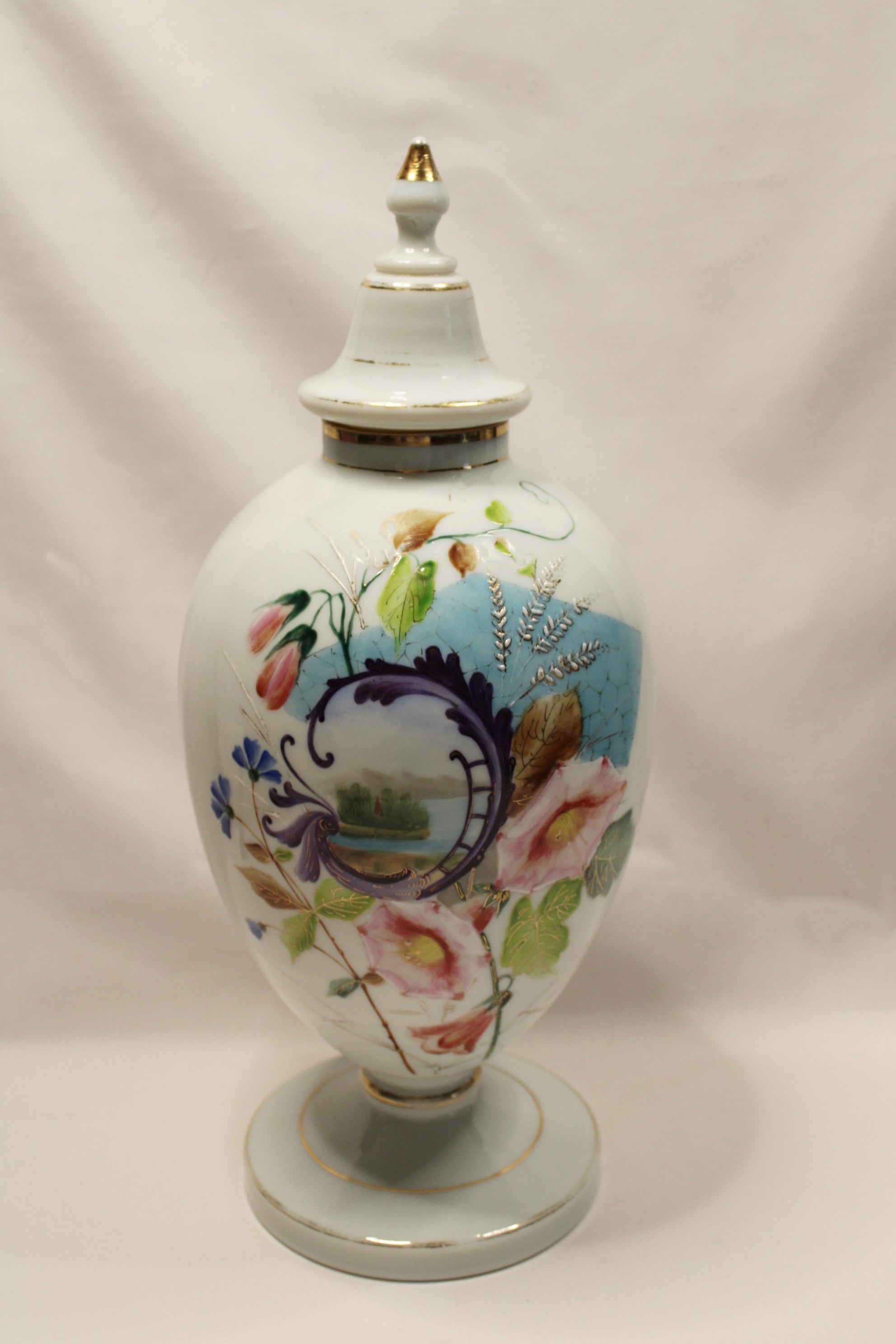 Bristol Glass Lidded Antique Apothecary Jar