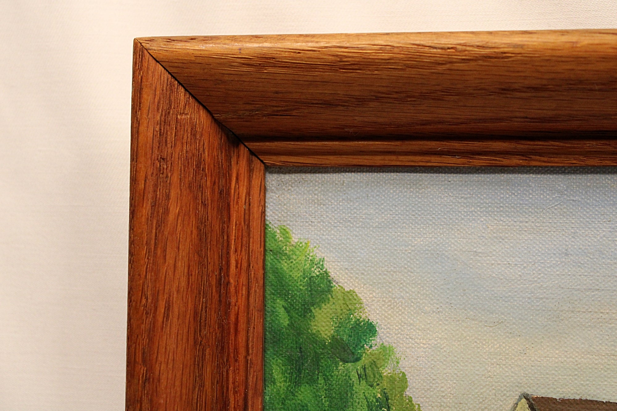 Vintage Oil Painting of House and Gardens Framed & Signed