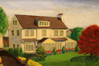 Vintage Oil Painting of House and Gardens Framed & Signed