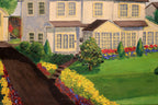Vintage Oil Painting of House and Gardens Framed & Signed