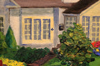 Vintage Oil Painting of House and Gardens Framed & Signed