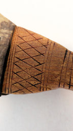 African Textile Tool Wooden Carved Fiber Comb with Forged Iron Spikes