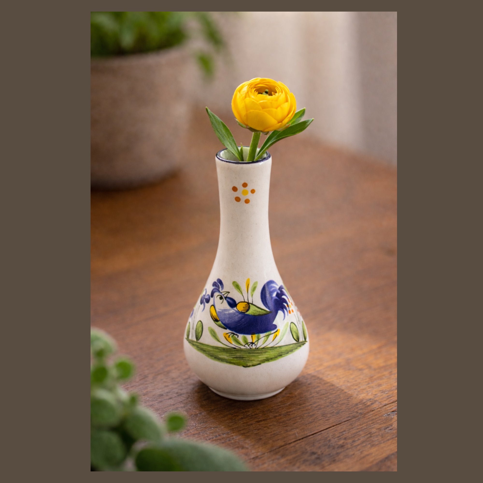 French Faience Vase  Les Coqs by Keller and Guerin 1880 -  1922