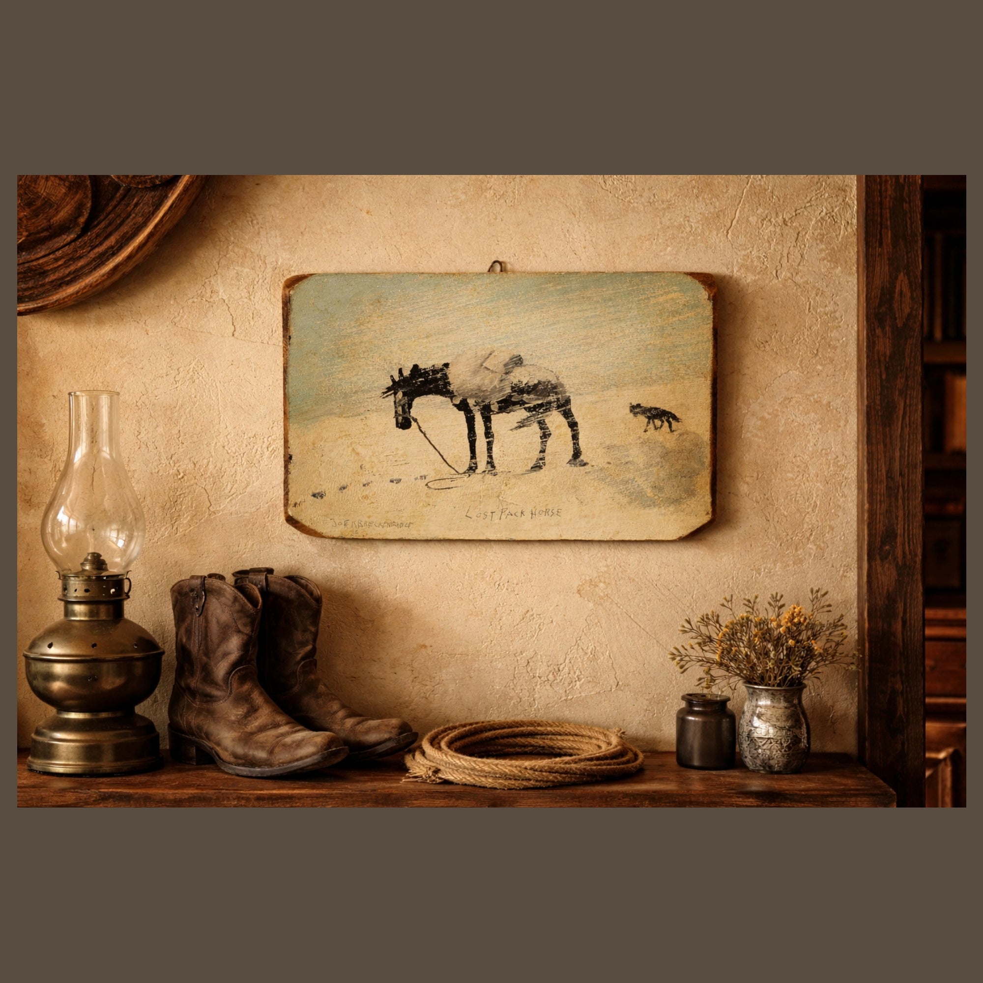 Lost Pack Horse Original Joe R. Breckenridge Oil Painting Stamped and Signed