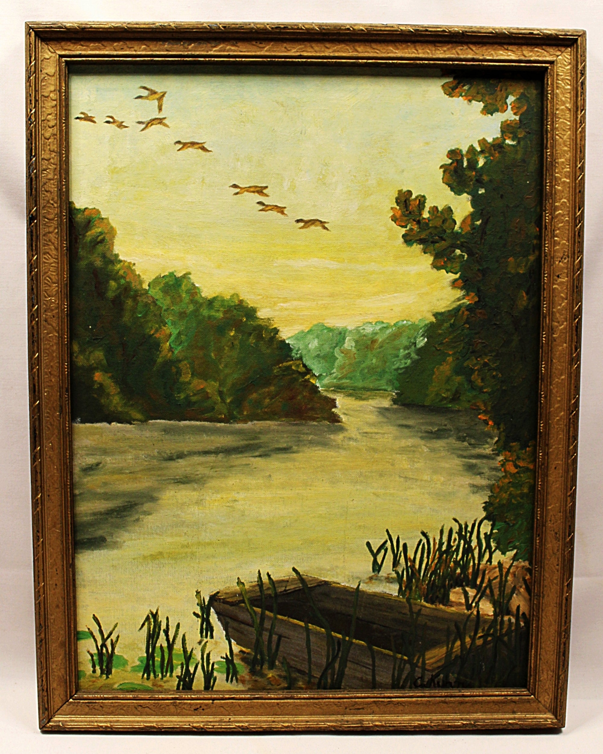 River  Oil Painting Framed and Signed
