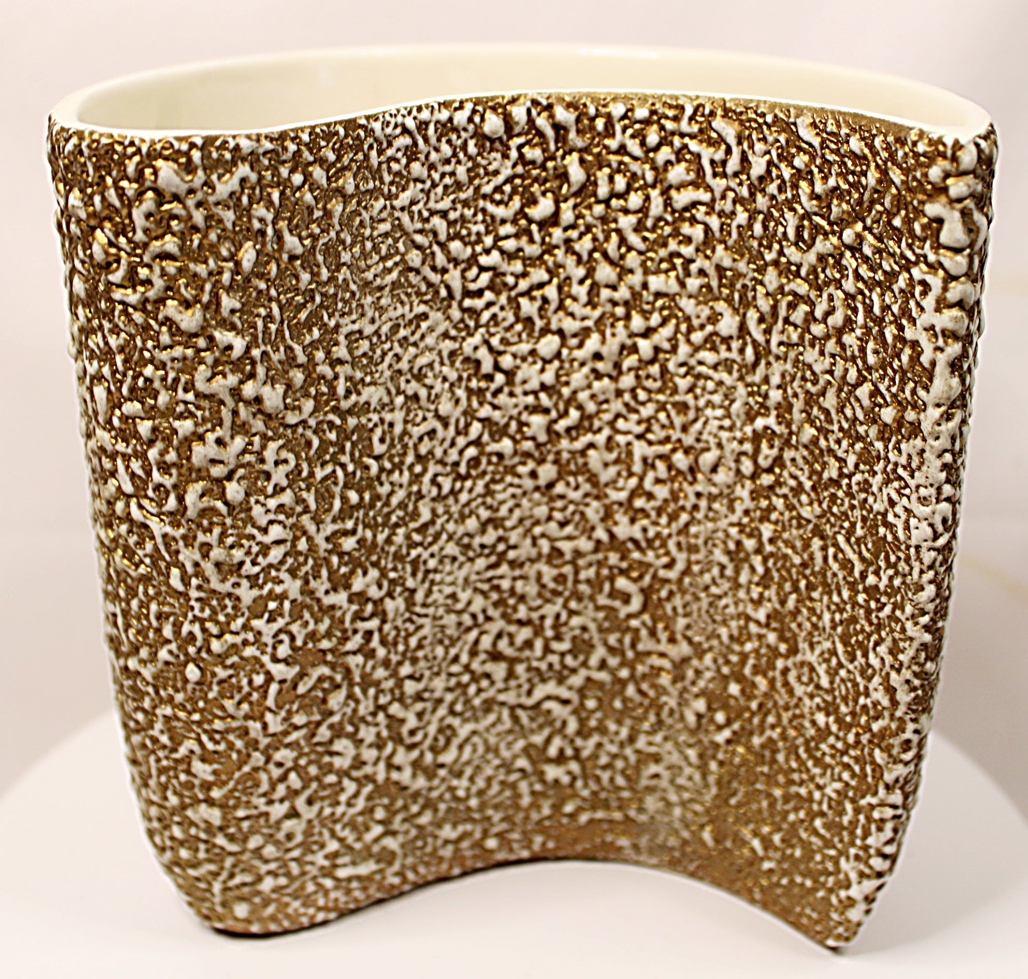 Rocky Mountain MCM Pottery Vase Gilded Pebbled Lava Glaze