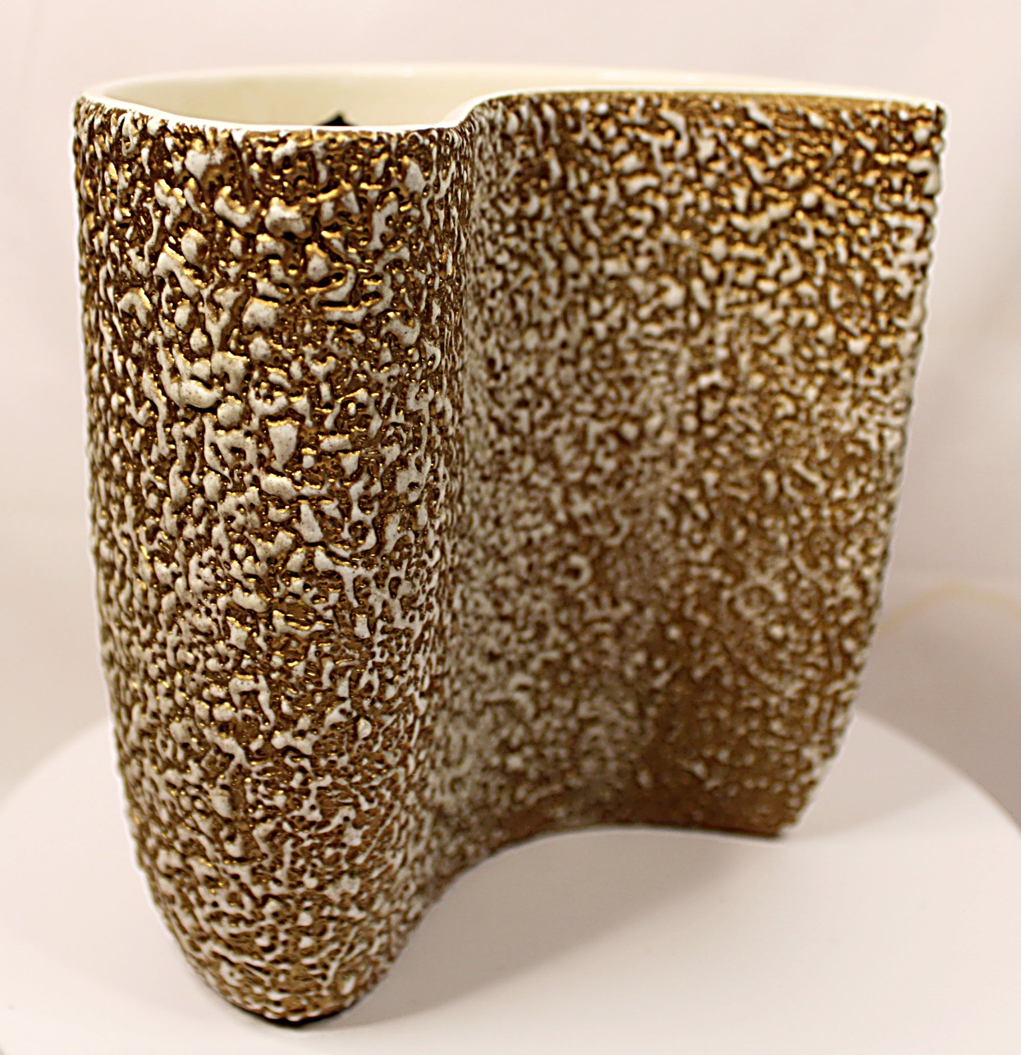 Rocky Mountain MCM Pottery Vase Gilded Pebbled Lava Glaze