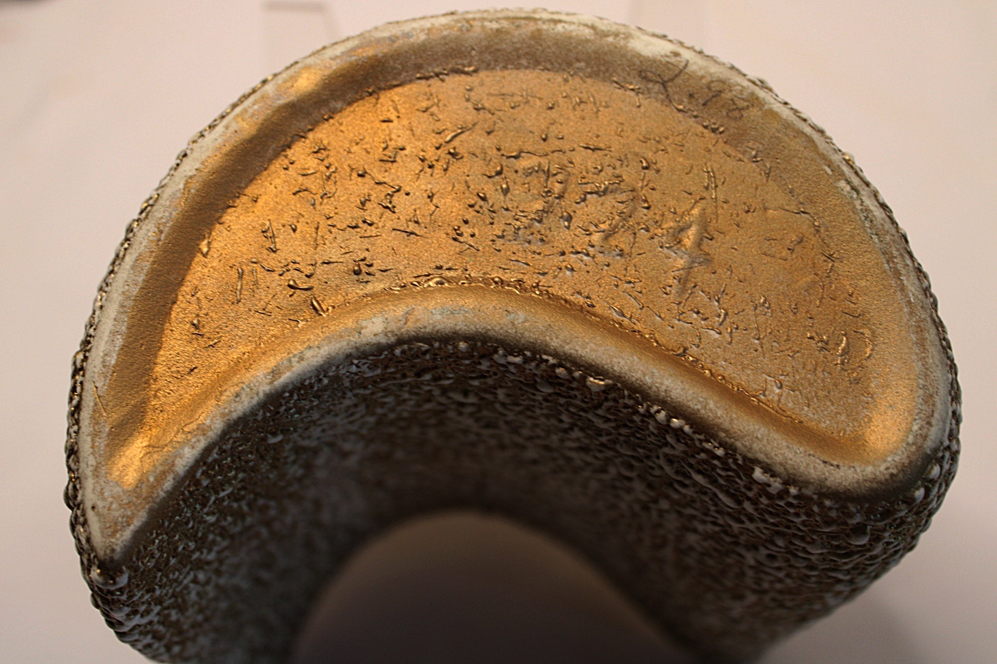 Rocky Mountain MCM Pottery Vase Gilded Pebbled Lava Glaze