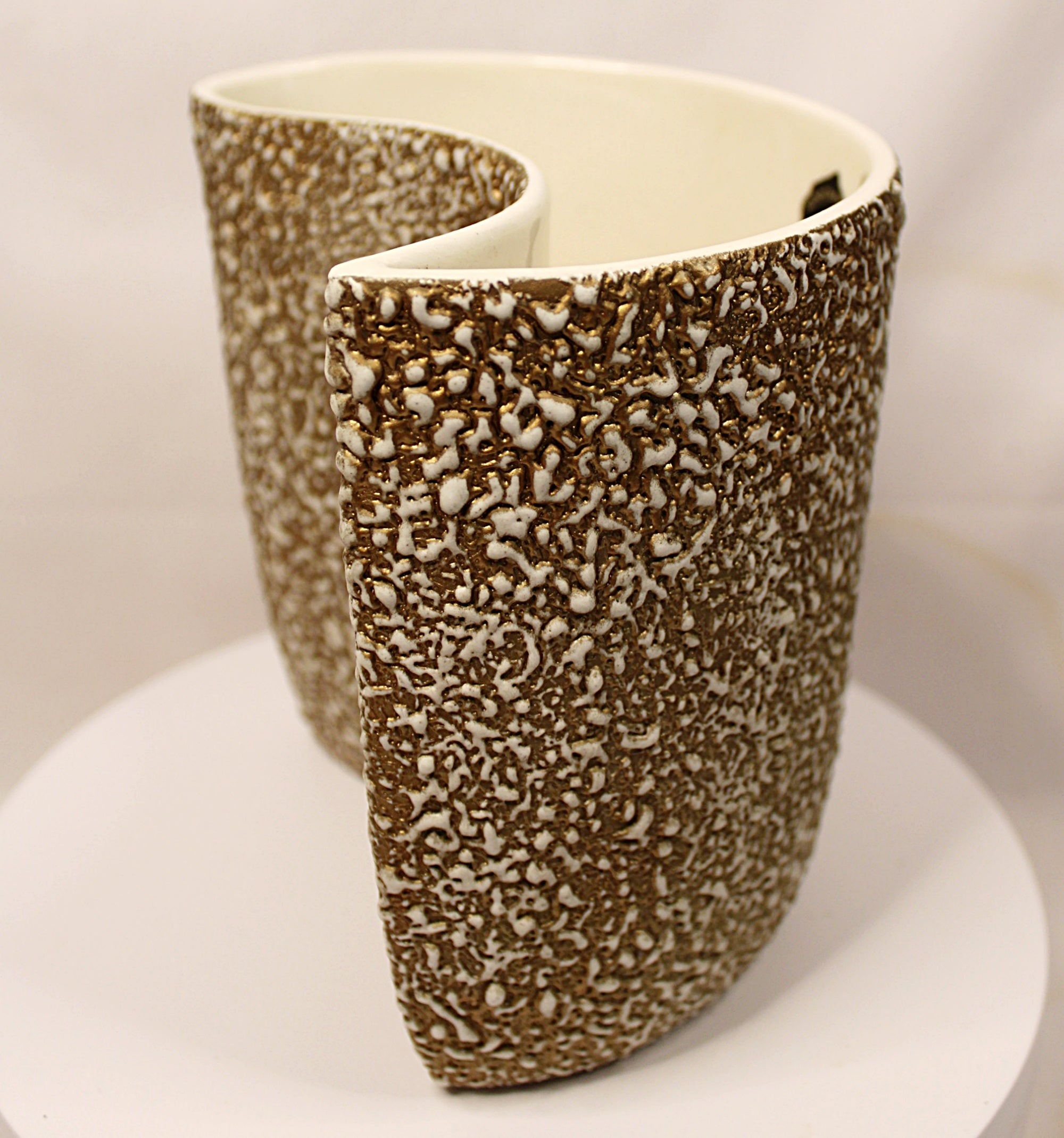 Rocky Mountain MCM Pottery Vase Gilded Pebbled Lava Glaze