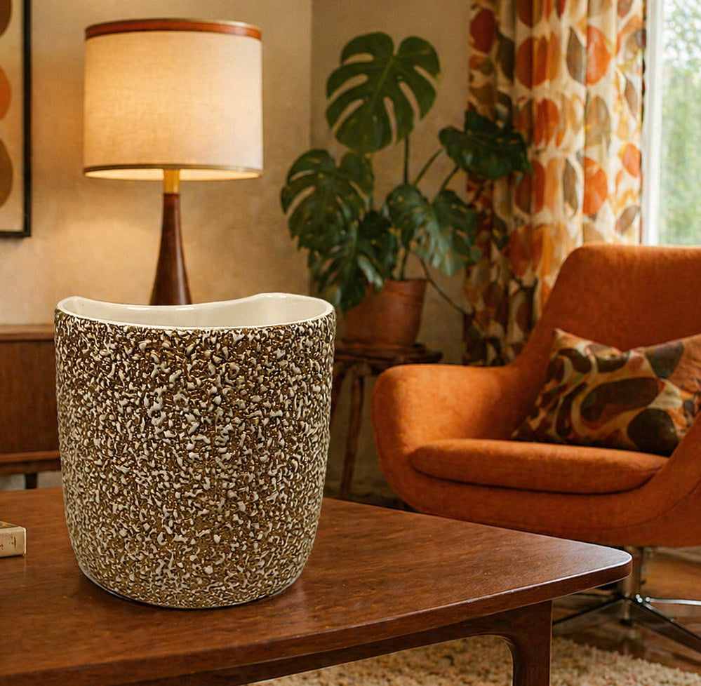 Rocky Mountain MCM Pottery Vase Gilded Pebbled Lava Glaze