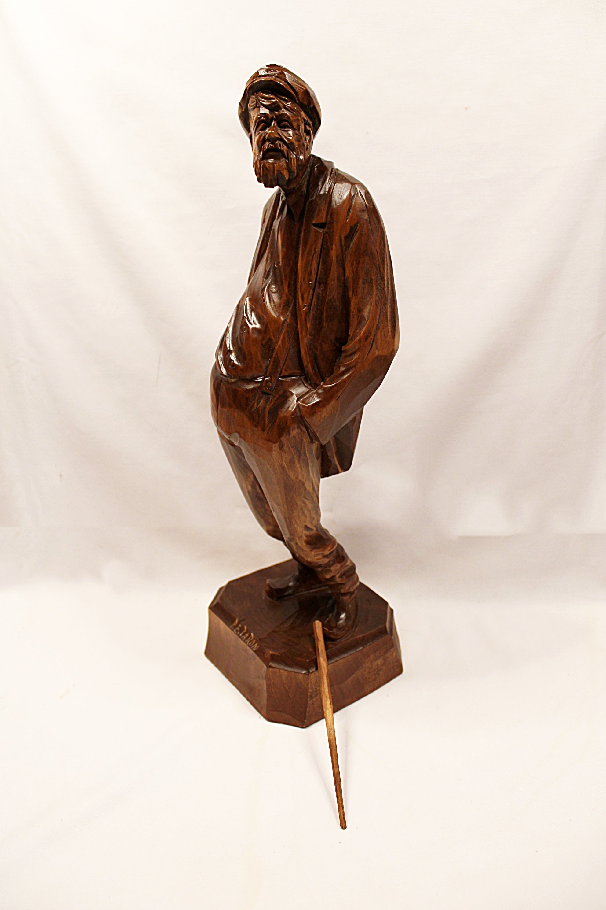 Hand-Carved Wood Sculpture by Paul Emile Caron