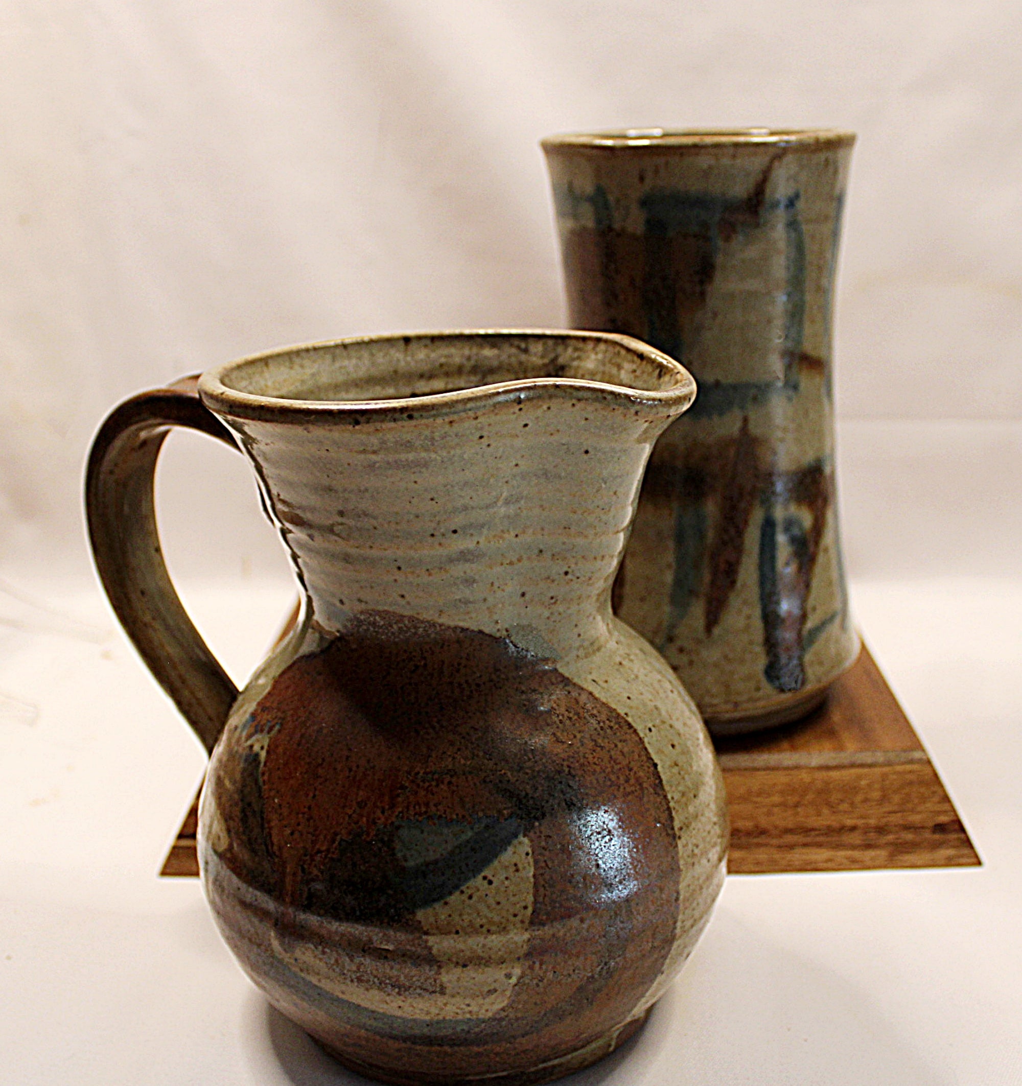 pretty vase and pitcher by Bill Heyduck potter.