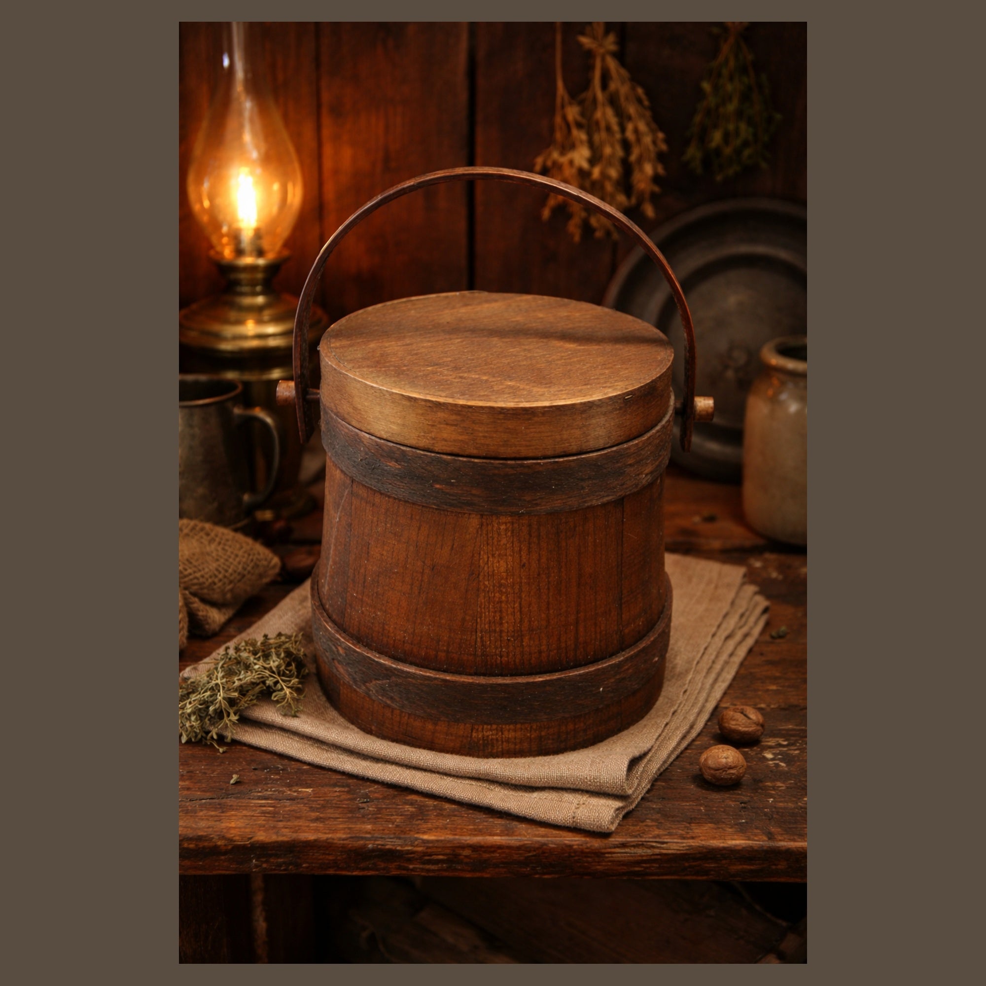 Wood Firkin - Bucket with Lid - Hard to Find Size