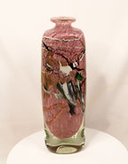 French Art Glass Bottle Vase with Gold Inclusions Handblown Signed Michele Luzoro