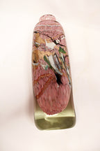French Art Glass Bottle Vase with Gold Inclusions Handblown Signed Michele Luzoro