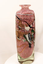 French Art Glass Bottle Vase with Gold Inclusions Handblown Signed Michele Luzoro