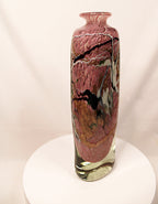 French Art Glass Bottle Vase with Gold Inclusions Handblown Signed Michele Luzoro