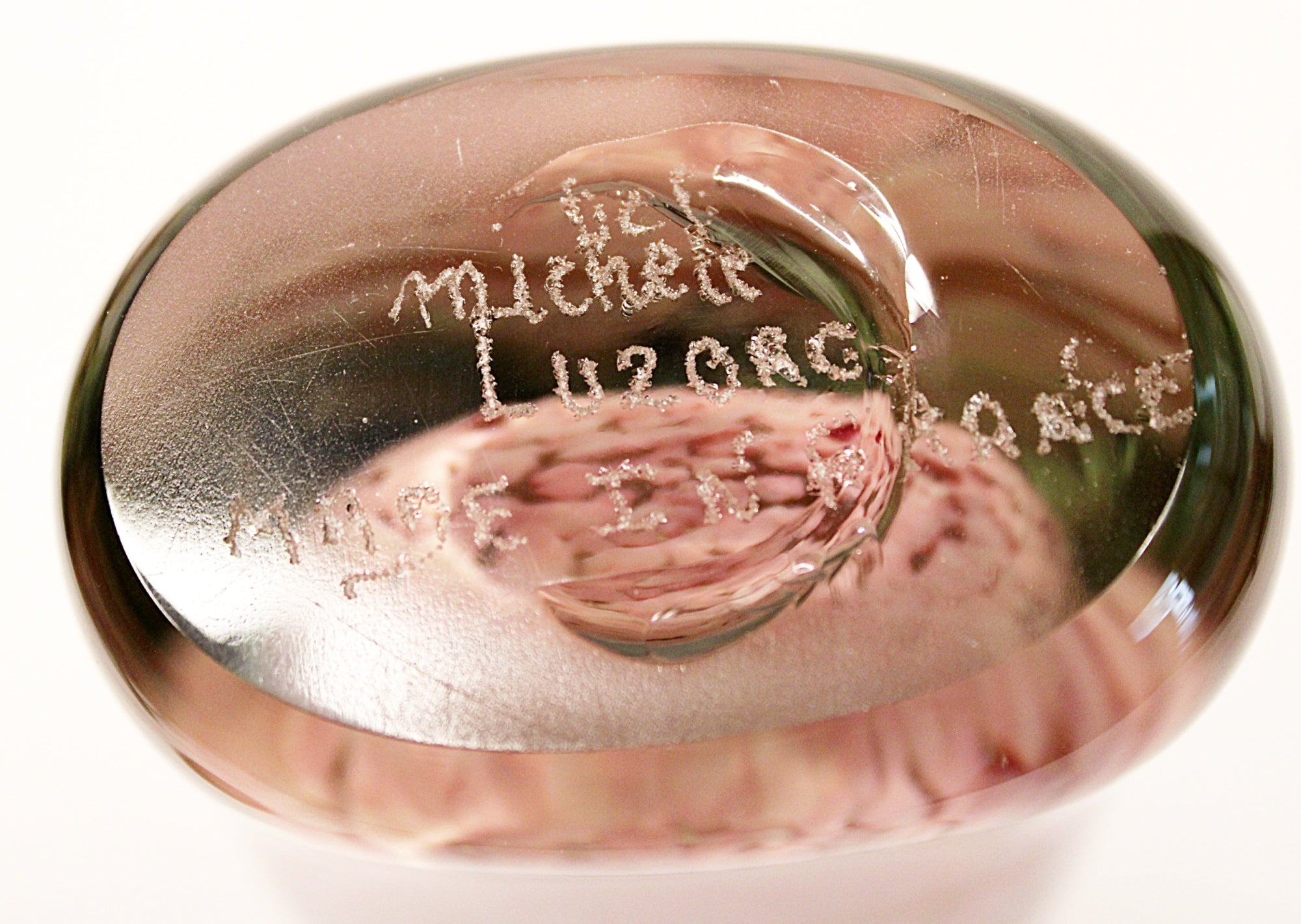 French Art Glass Bottle Vase with Gold Inclusions Handblown Signed Michele Luzoro