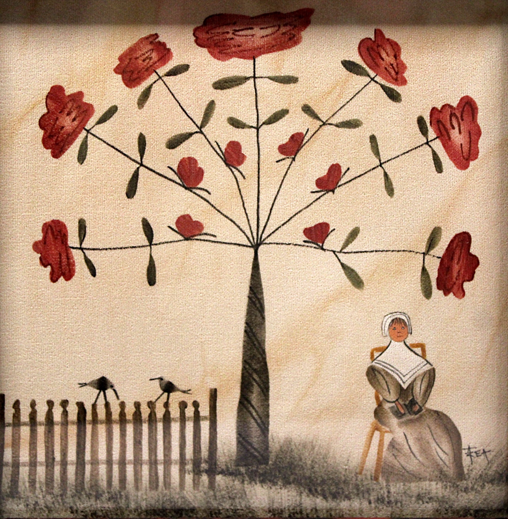 Ann Rea Theorem Shaker Lady Oil Painting on Velvet