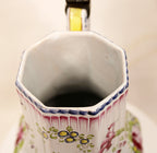 Antique French Faience Lidded Pitcher with Pewter Thumb Lifter