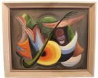 Abstract Cubist Oil Painting Signed Framed