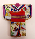 ARTORIA LIMOGES Trinket Box Peint Main Japanese Kimono Signed and Numbered Full View