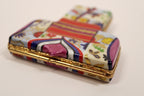 ARTORIA LIMOGES Trinket Box Peint Main Japanese Kimono Signed and Numbered showing hinge end 