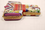 ARTORIA LIMOGES Trinket Box Peint Main Japanese Kimono Signed and Numbered trim view on side facing right