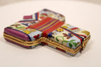 ARTORIA LIMOGES Trinket Box Peint Main Japanese Kimono Signed and Numbered laying Flat right