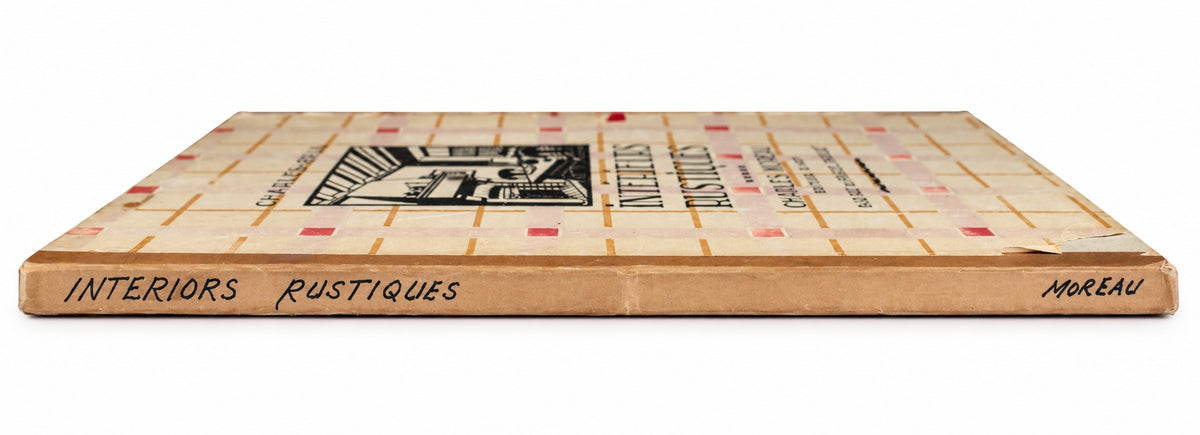 Antique French Folio Book Titled Interieurs Rustiques Paris 1926-book end