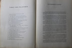 Antique French Folio Book Titled Interieurs Rustiques Paris 1926 showing two printed pages with French text, including 'TABLE DES PLANCHES' and 'INTRODUCTION'.
