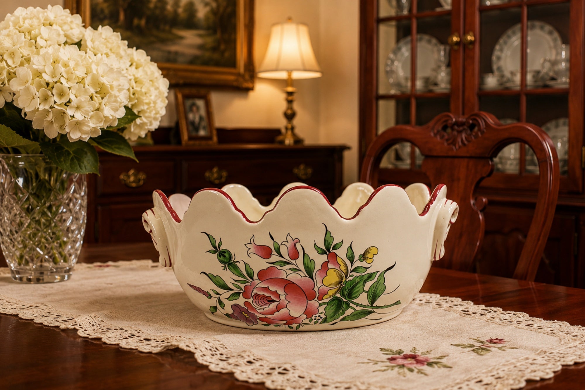 1892 French Faience Jardiniere K and G Luneville Old Strasbourg Pattern Rare