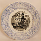 French  Antique Faience Conversation Plates  Set of Three