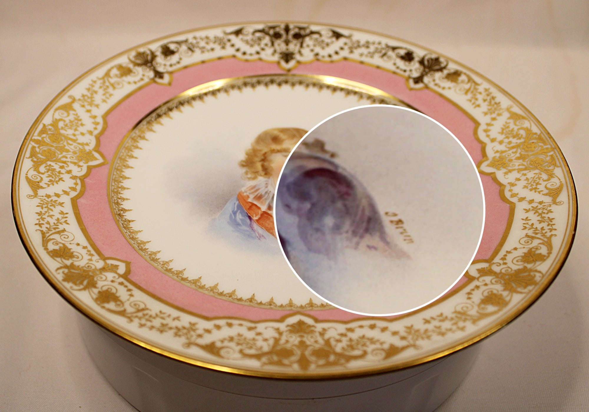 SÈVRES　セーヴル　キャビネットプレート　肖像画　アンティーク Antique IMPERIAL SEVRES Cabinet Plate with Portrait of Young