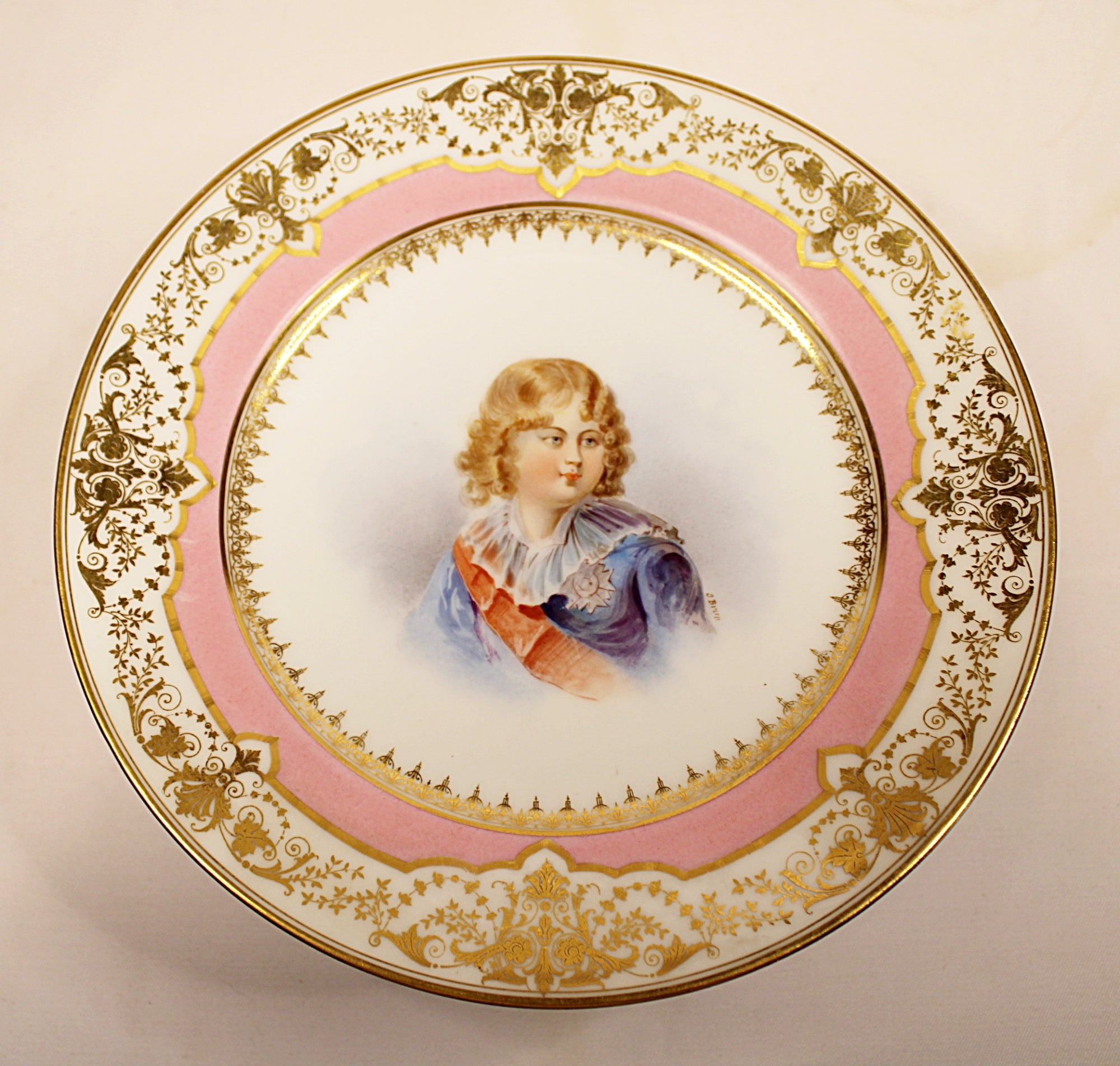 Antique IMPERIAL SEVRES Cabinet Plate with Portrait of Young Napoleon II