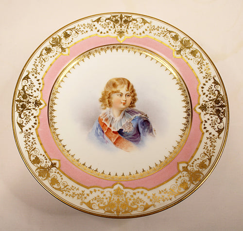 Antique IMPERIAL SEVRES Cabinet Plate with Portrait of Young Napoleon II