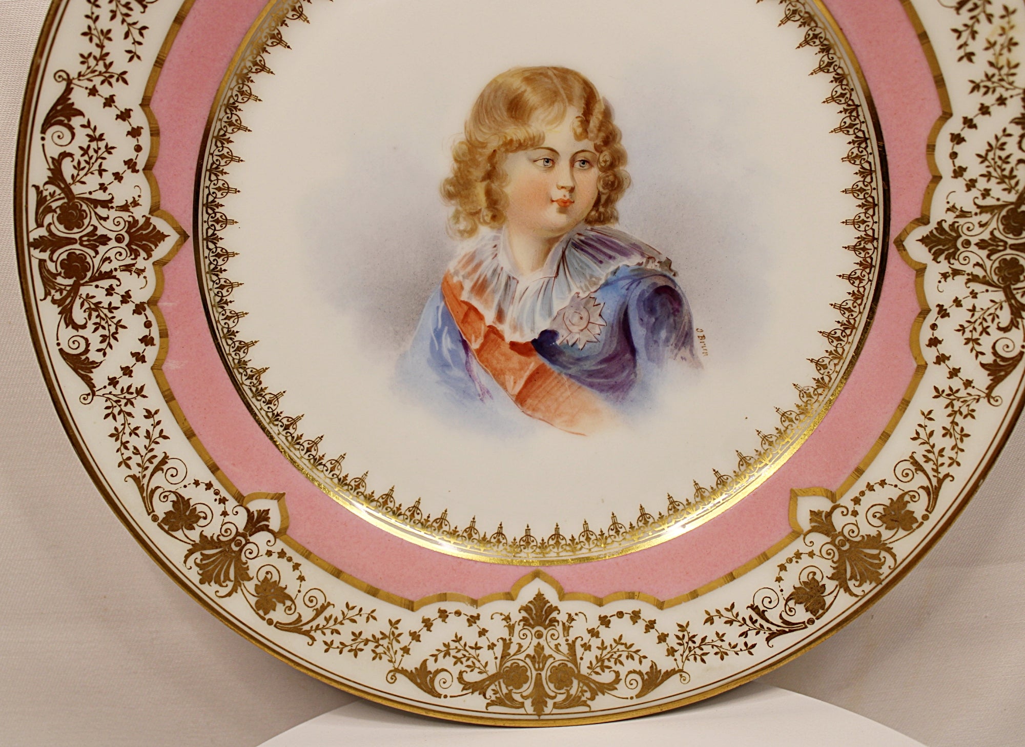 Antique IMPERIAL SEVRES Cabinet Plate with Portrait of Young