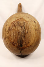 Make-Do Repair Early American Treen Primitive Hand Carved Wood Bowl outside bottom of bowl
