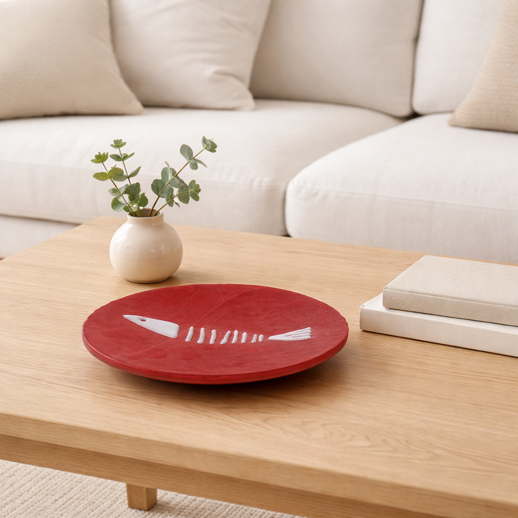 Cherry Red Art Glass Plate