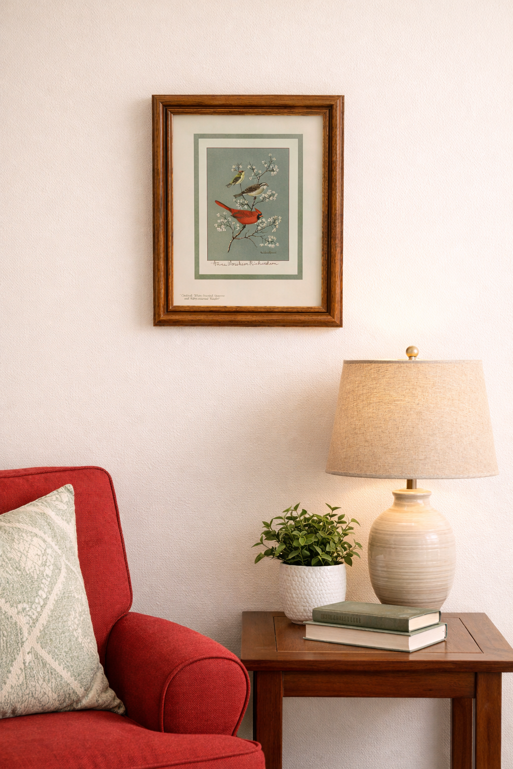 Framed  Lithograph Three Birds by Anne Worsham Richardson - Charleston Bird Lady