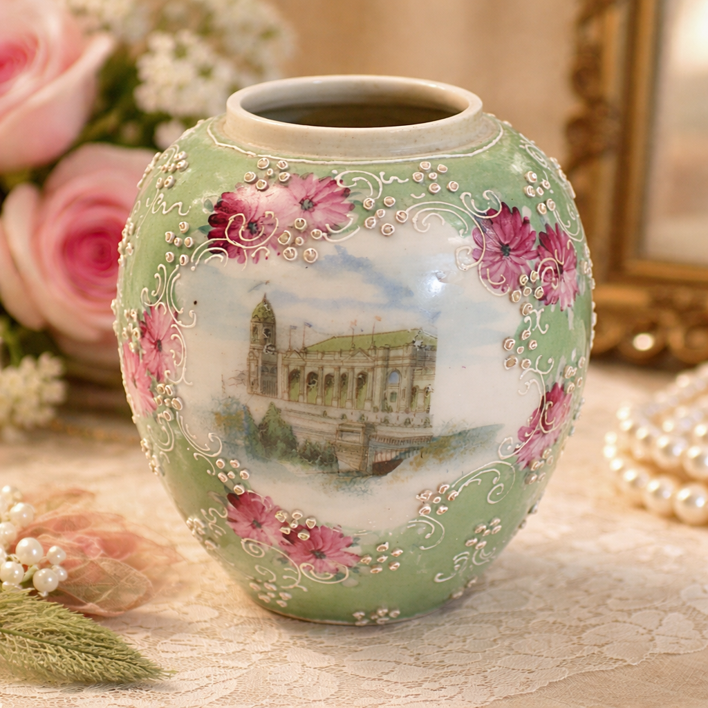Italian Porcelain Souvenir Antique Vase of Palazzo Ducale