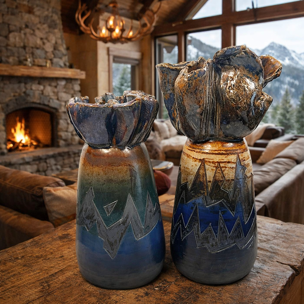 Flat Earth Clay Works Vases by Michael Schlyer