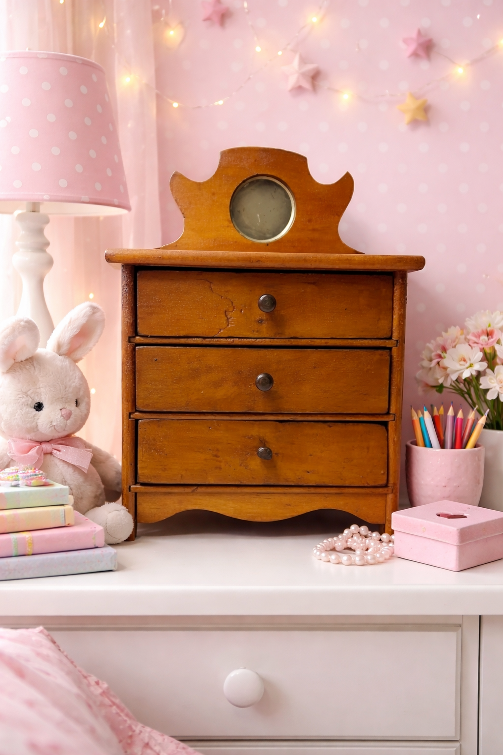 Wisconsin Antique Doll Dresser 11 Inches Solid Wood