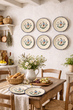 Eight  Rare Vintage French Faience Plates
