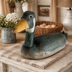 Folk Art Large Wooden Green Goose