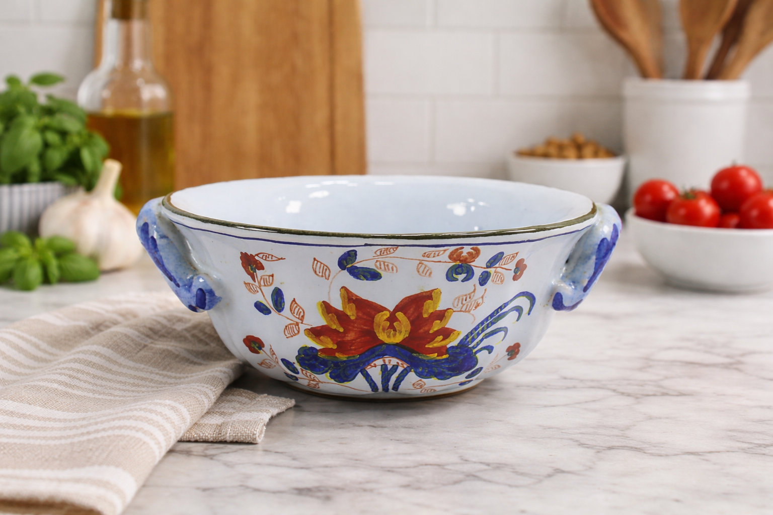 Majolica Bowl Hand Painted for Tiffany and Company