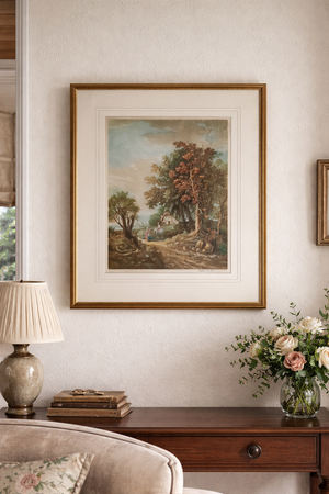 Vintage ORIGINAL MEZZOTINT FRAMED English Landscape Signed Arthur L. Cox