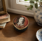 Vintage English Enameled Trinket Box, Oliver Cromwell Portrait